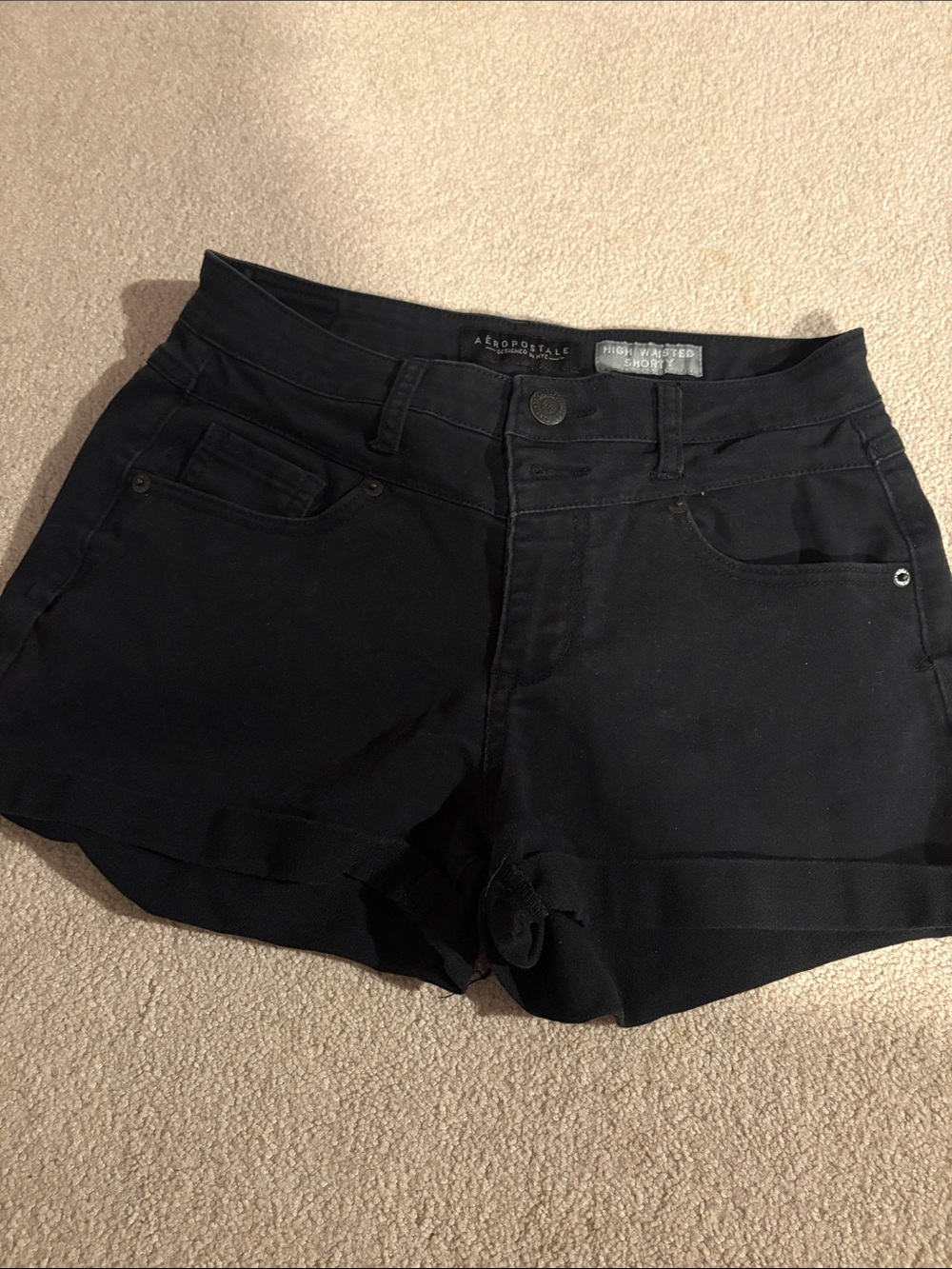 Aeropostale Black High-Rise Jean Shorts